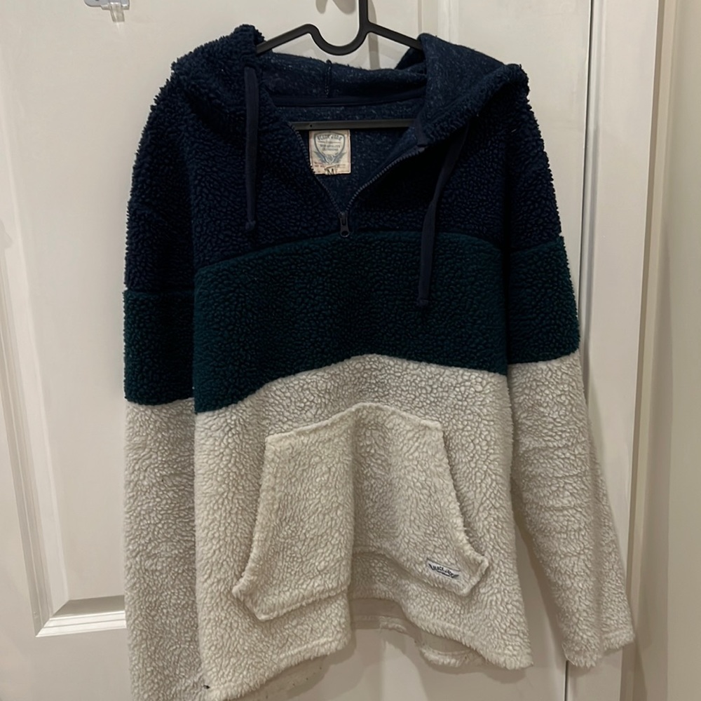 Multi-color blue green and white hoodie